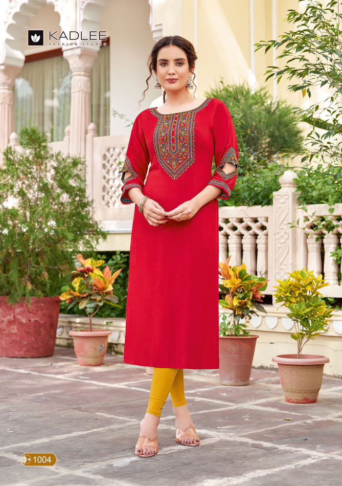 Aaisha By Kadlee Rayon Designer Kurti Wholesale Shop In Surat
